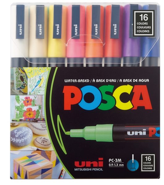 Levně Akrylové popisovače POSCA, PC-3M - mix 16 barev