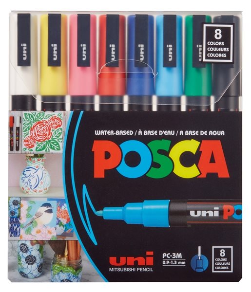Levně Akrylové popisovače POSCA, PC-3M - mix 8 základních barev