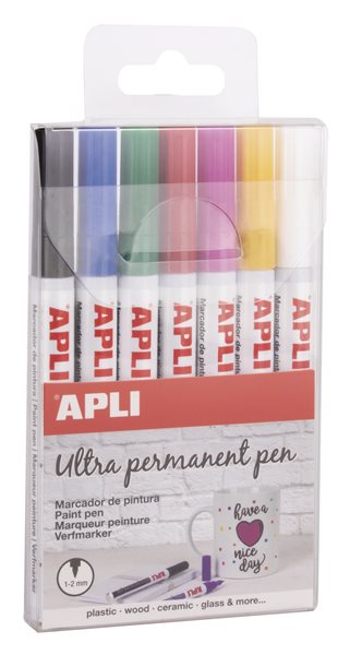 APLI Lakové popisovače ultra permanentní - sada 7 barev