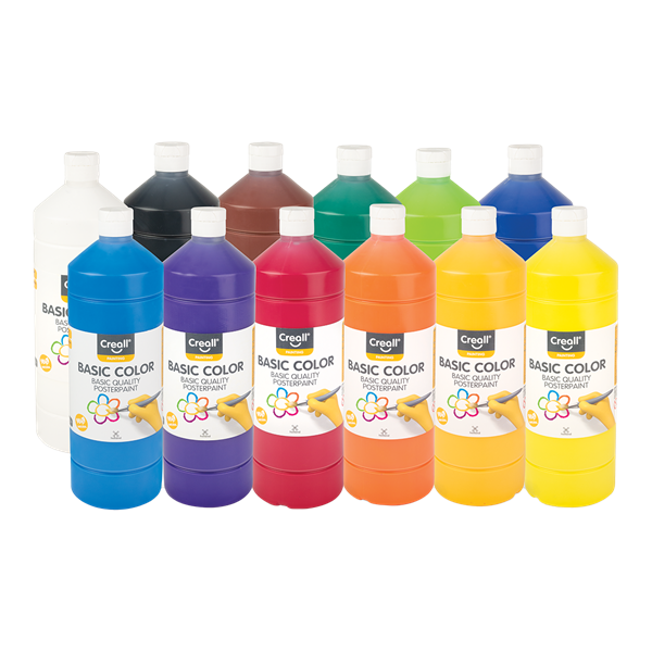 Sada temperových barev Creall, 12 x 1000 ml - mix barev, Sleva 304%