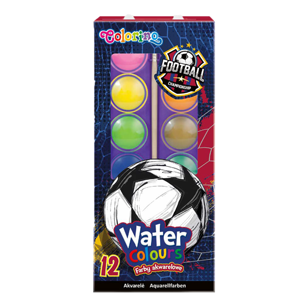 Levně Vodové barvy Colorino 12 barev a štětec - Fotbal