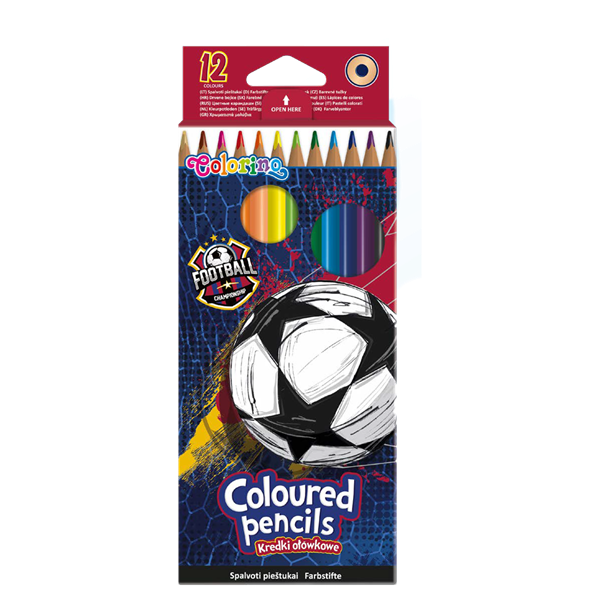 Pastelky Colorino trojhranné 12 barev - Fotbal