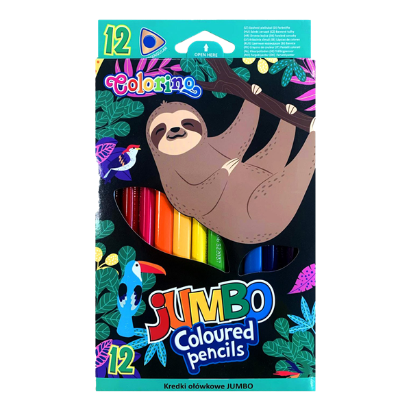 Pastelky trojhranné Colorino JUMBO - Lenochod, 12 barev