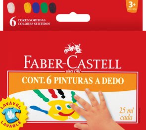 Prstové barvy Faber-Castell, v kalíšku 6 barev, 25ml