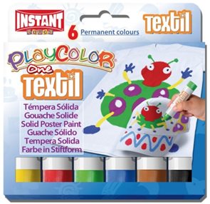 Playcolor - tuhé temperové barvy na textil 6 kusů 