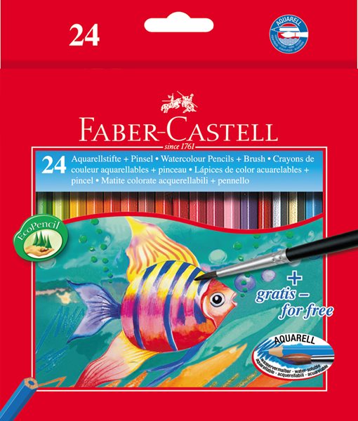 Levně Pastelky Faber-Castell Akvarelové pap.krabička 24 barev + štěteček