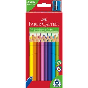 Pastelky Faber-Castell Jumbo trojhranné, 20 barev + ořezávátko