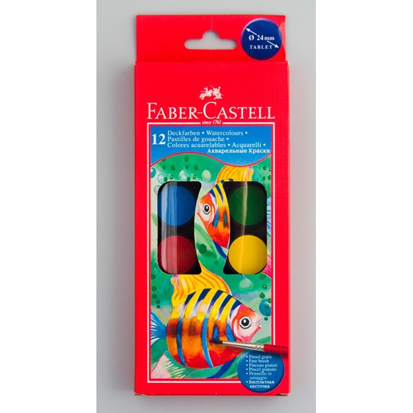 Vodové barvy Faber-Castell - 24mm, 12 barev