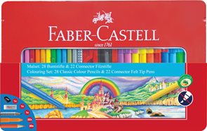 Dárkové balení popisovačů a pastelek Faber-Castell, 50ks +příslušenství