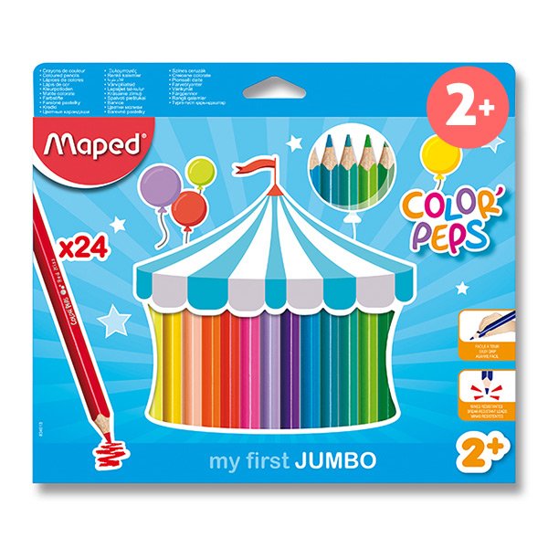 Pastelky MAPED COLOR'PEPS JUMBO - 24 barev, trojhranné