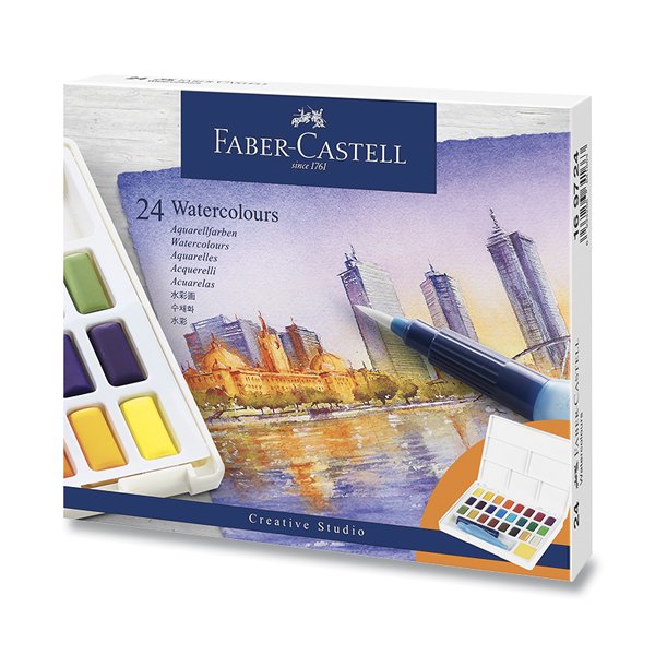 Levně Akvarelové barvy Faber-Castell s paletou, 24 ks