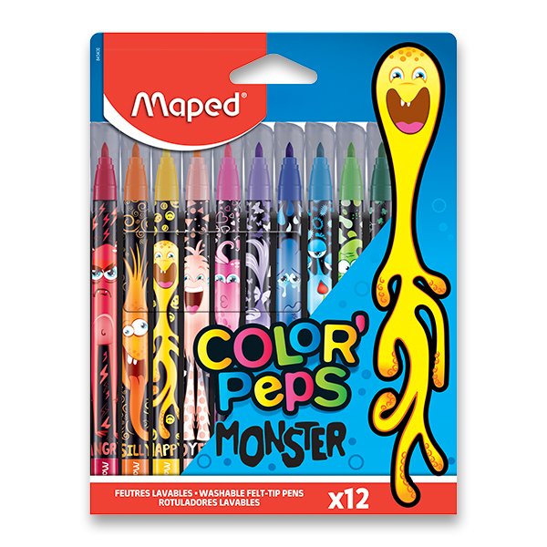 Levně Dětské fixy MAPED Color'Pep´s Monster - 12 barev