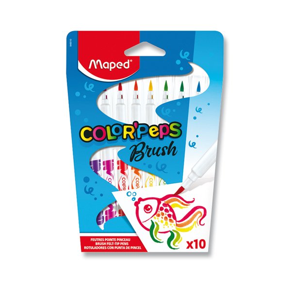 Levně Dětské fixy MAPED Color'Peps Brush - 10 barev