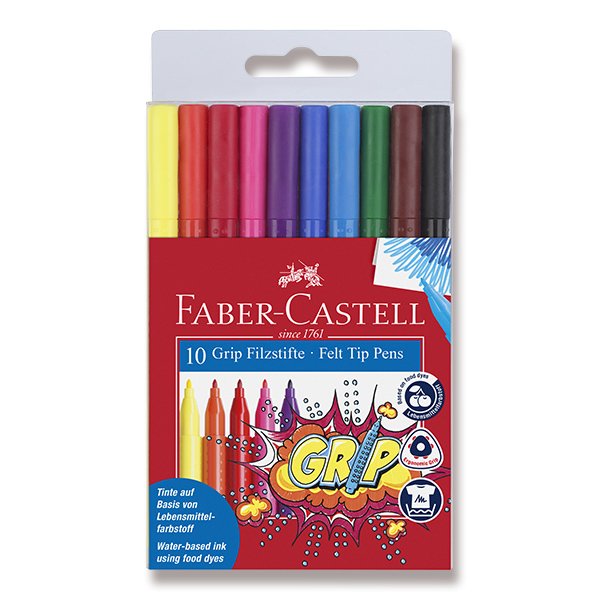 Levně Dětské fixy Faber-Castell Grip - sada 10 barev