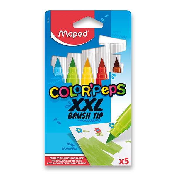 Levně Fixy MAPED Color’Peps XXL Brush - 5 barev