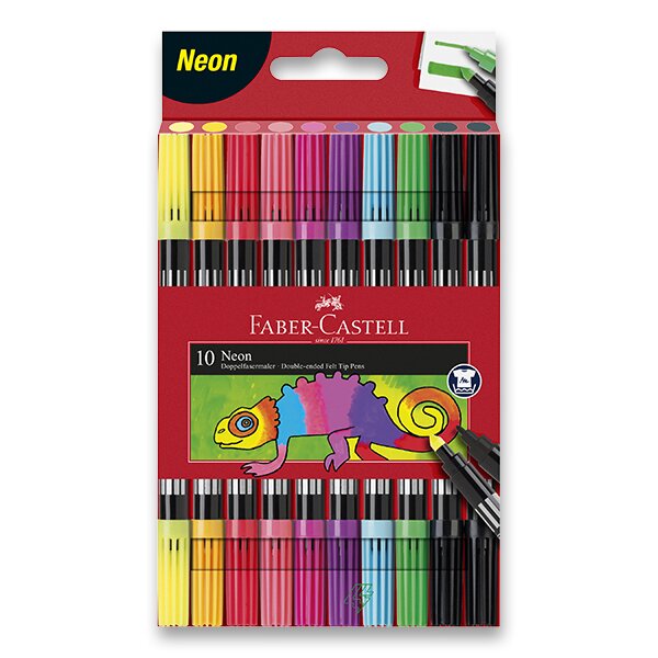 Dětské oboustranné fixy Faber-Castell Neon - 10 barev