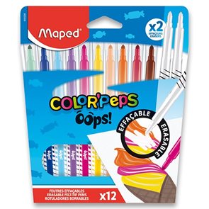 Dětsk&#233; fixy Maped Color&#39;Peps Oops - sada 12 barev + 2 zmiz&#237;ky
