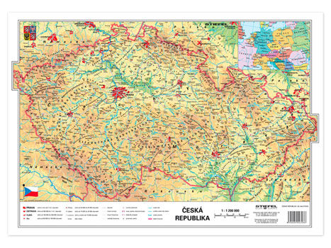 Levně Česká republika fyzická / kraje - mapa A3