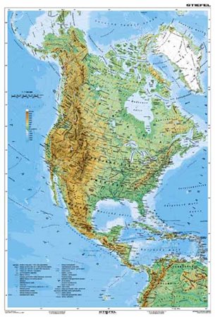 Levně Severní a Střední Amerika geografická/ politická - mapa A3