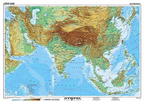 Jižní Asie geografická/ politická - mapa A3
