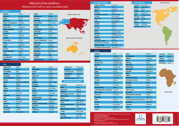Levně Přehledová tabulka učiva - Zeměpis - Přehled států a jejich hlavních měst - Mgr. Vendula Burdová
