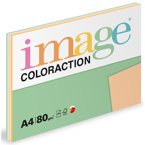 Levně Coloraction A4 80 g 5 × 20 ks - mix pastelové (žlutá, zelená, modrá, růžová, meruňková)