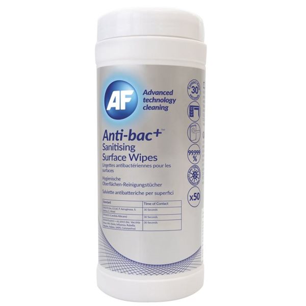 AF Anti Bac - Antibakteriální čisticí ubrousky, 50 ks, Sleva 30%