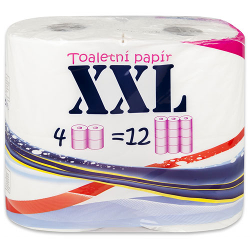 Levně Toaletní papír XXXL - 2vrstvý ( 4 XXXL role = 12 rolí), Sleva 14%