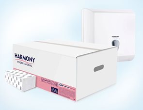Z-Z ručníky Harmony Professional 2 vrstvé - bílé ( 2 x 20 bal ) + zásobník na Z-Z ručníky