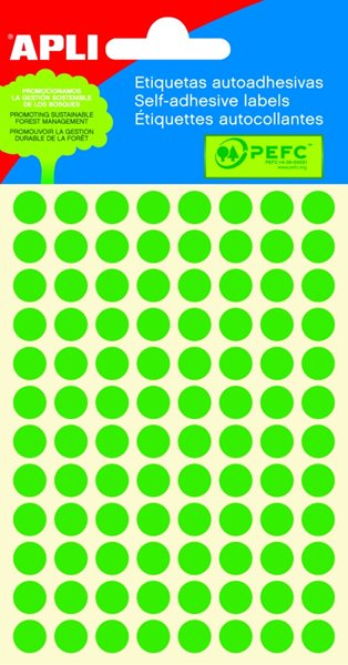 APLI Samolepicí etikety v sáčku 8 mm - zelené
