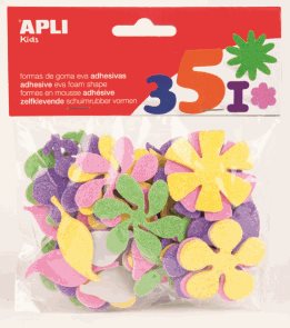 APLI Samolepky pěnové - kytky - 48 ks, mix barev