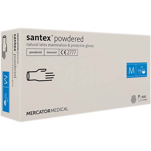 Santex latexové rukavice - s pudrem velikost S ( 100 ks ), Sleva 40%