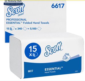 SCOTT papírové ručníky skládané - 1 vrstvé, bílé (15 x 340 ks) = 5100 ks