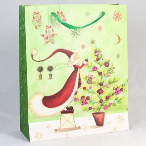 Dárková vánoční taška zelená (18 x 23 x 8 cm)