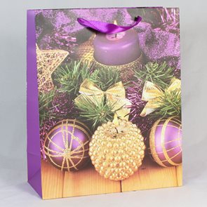 Dárková vánoční taška fialová (26 x 32 x 12 cm)