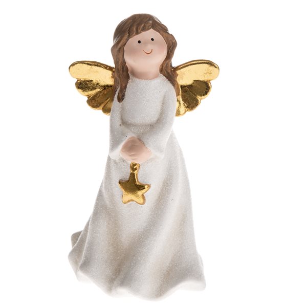 Keramický anděl s hvězdičkou 17,3 cm, Sleva 140%
