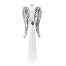 Kovový anděl se srdcem, s LED světlem - bílý 49 cm