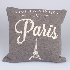 Gobelínový povlak na polštář Welcome to Paris - šedý