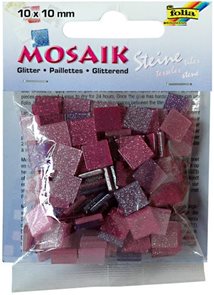 Mozaikové kamínky - se třpytkami - barva růžová