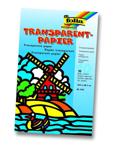 Transparent papír - 18,5 × 29,7 cm, 10 listů v 10 barvách, balení typu