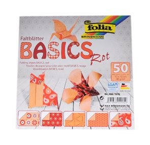 Origami papír Basics 80g/m2 - 10 x 10 cm, 50 archů - červený
