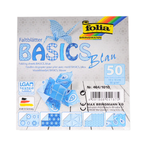 Levně Origami papír Basics 80 g/m2 - 10 × 10 cm, 50 archů - modrý