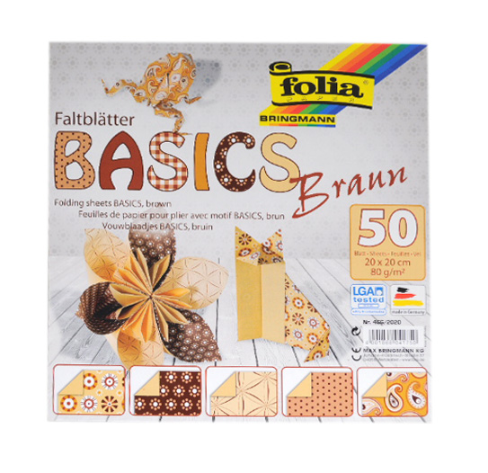 Levně Origami papír Basics 80 g/m2 - 10 × 10 cm, 50 archů - hnědý