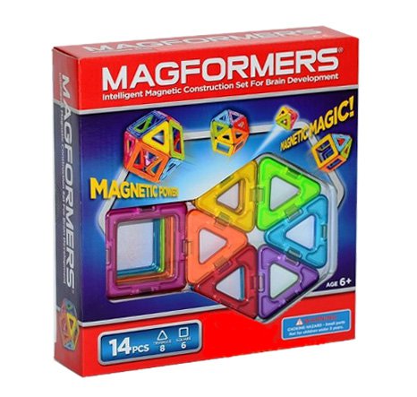 Magformers 14 (14 dílů- 6 čtverců a 8 trojúhelníků)