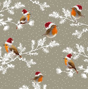 Vánoční ubrousky 25 × 25 cm, 20 ks - Ptáček Robin