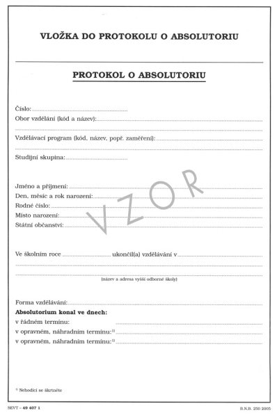 Protokol o absolutoriu (na žáka)