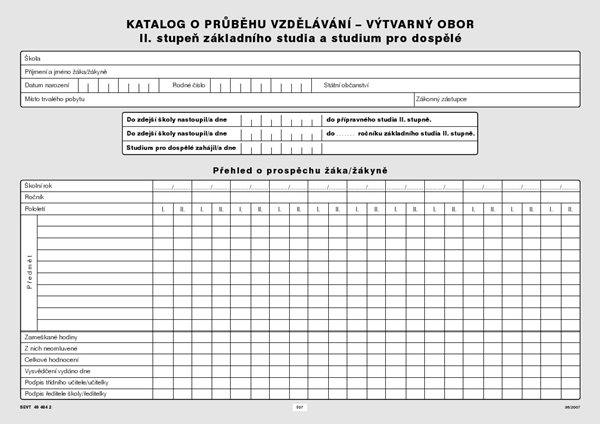 Katalog o průběhu studia pro II. stupeň - výtvarný obor