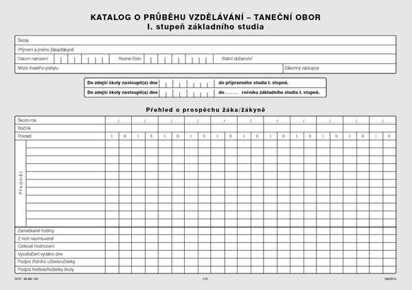 Katalog o průběhu studia pro I. stupeň - taneční obor