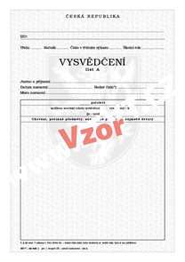 Vysvědčení ZŠ 1.stupeň - list A pro slovní hodnocení (Vyhl. 63/2008)