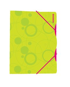 Karton Colori Desky s gumou PP 3 klopy A4 - zeleno/růžový
